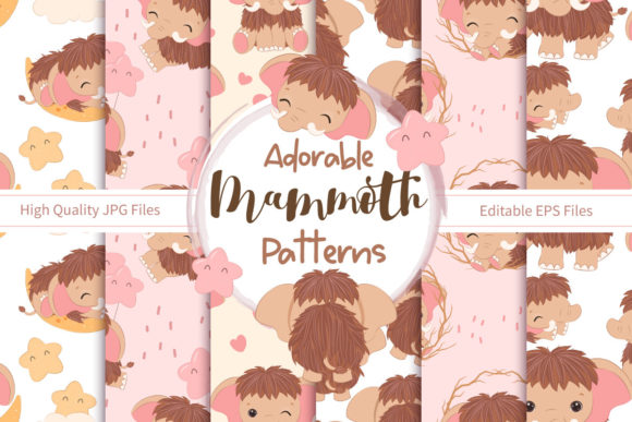 Cute Little Mammoth Patterns Set: A Versatile Design Resource for Creatives and Businesses