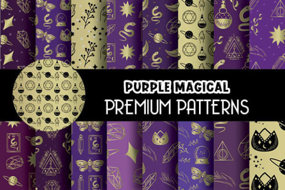 Purple Magical Digital Papers Patterns