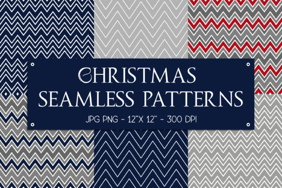 Xmas Digital Paper, Chevron Patterns